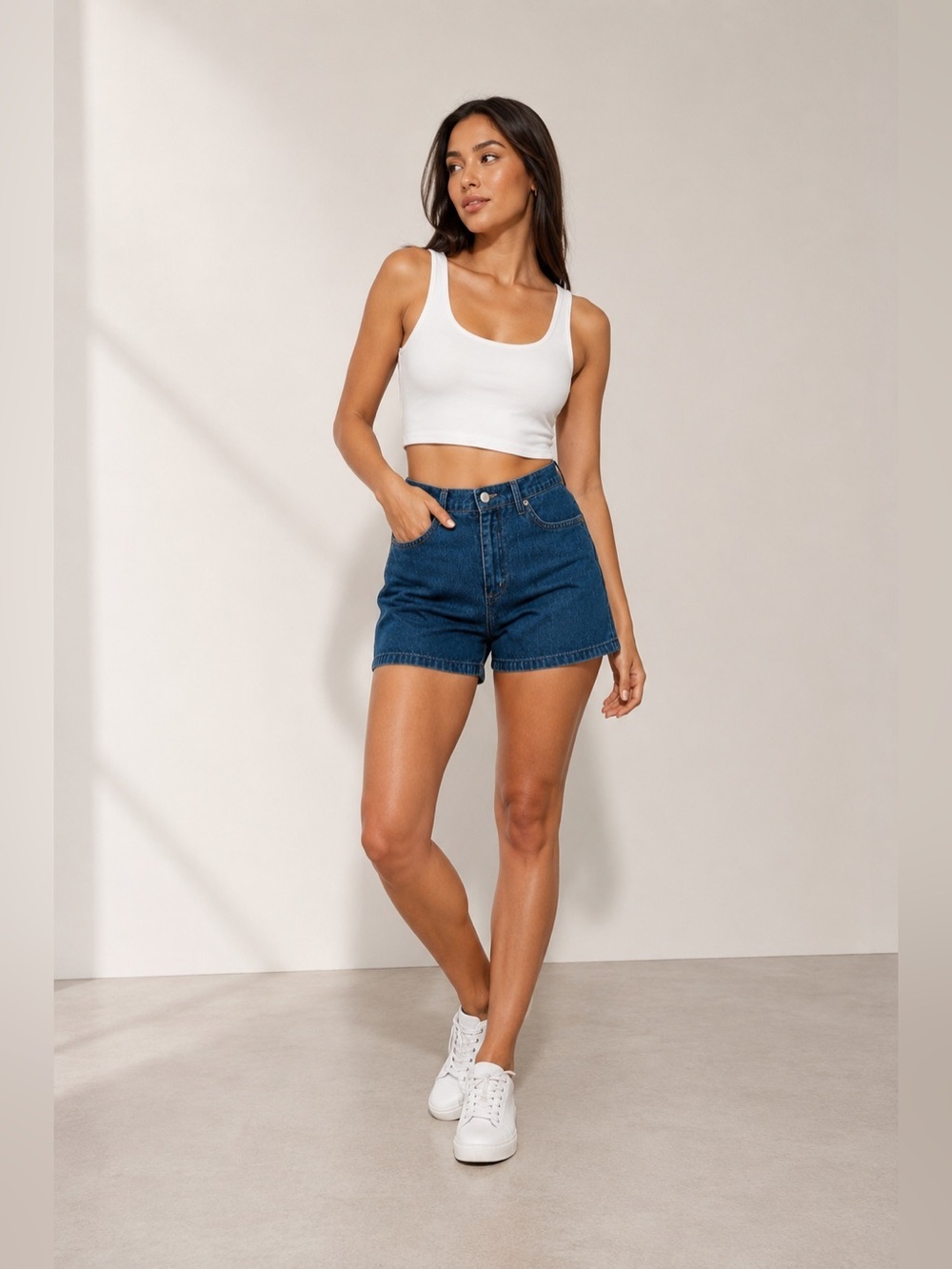 Calvin Klein High Rise Denim Shorts Blue Size M 28